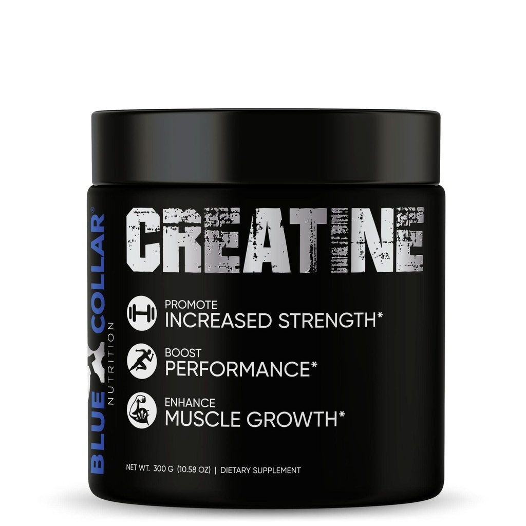 Blue Collar Nutrition Creatine Monohydrate – Easy Dissolves 300g, Pre-Workout Unflavored Creatine Powder for Men, Helps Boost Performance, Increase Strength & Speed Up Muscle Recovery (60 Servings)