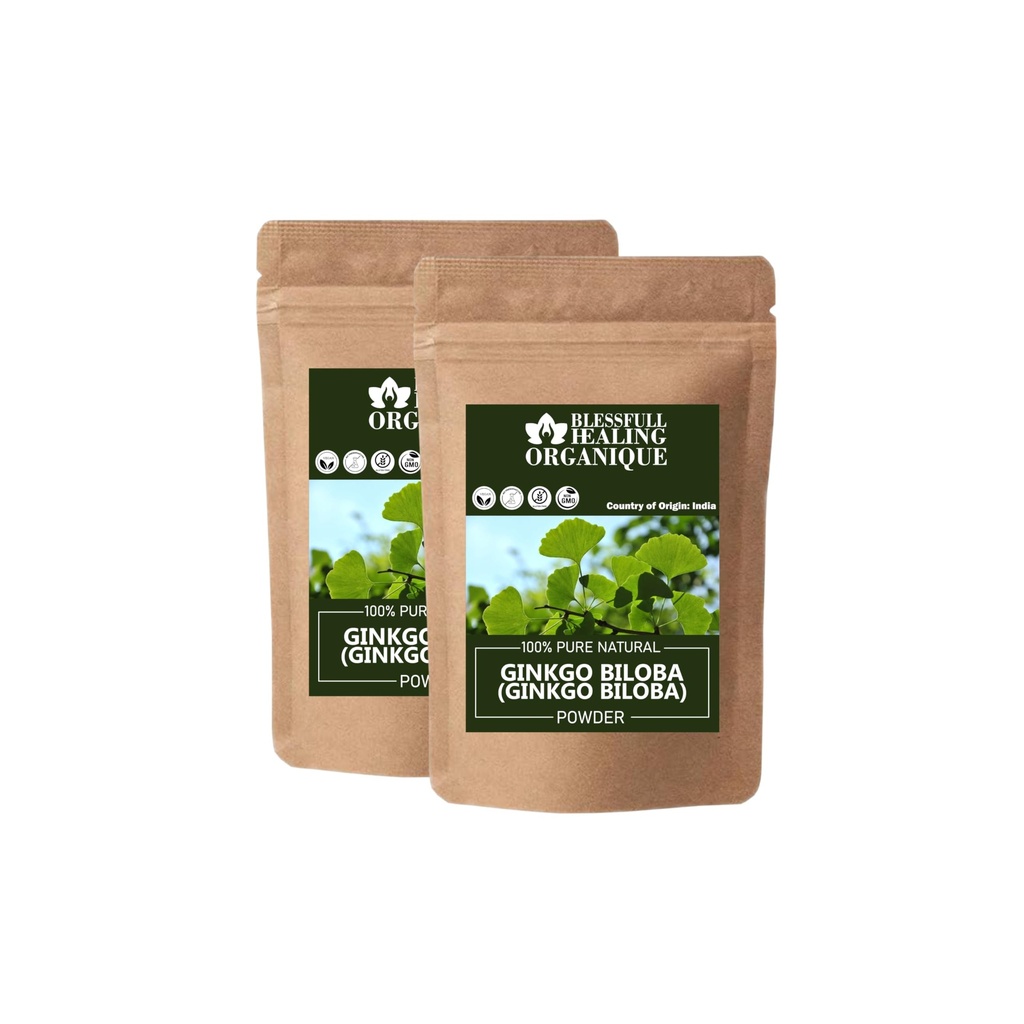 Blessfull Healing Organic Ginkgo Biloba Powder 100% Pure Natural 100 Gram (3.52 oz) Each (Pack of 2) = 200 Grams, Vegan