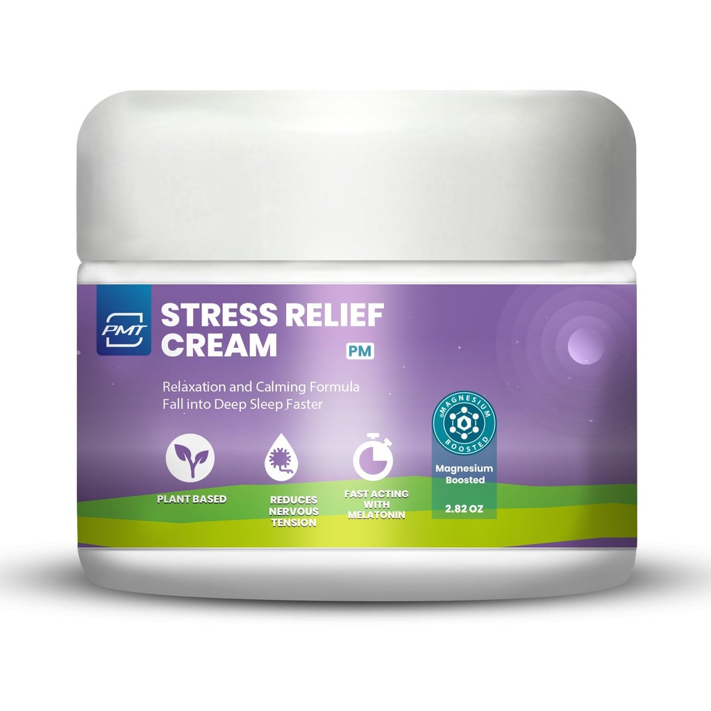 M PAIN MANAGEMENT TECHNOLOGIES Relaxing Stress Relief Cream by PMT – Nerve-Calming Topical for Stress Reduction and Better Sleep, Enriched with Magnesium & Melatonin, 2.83oz