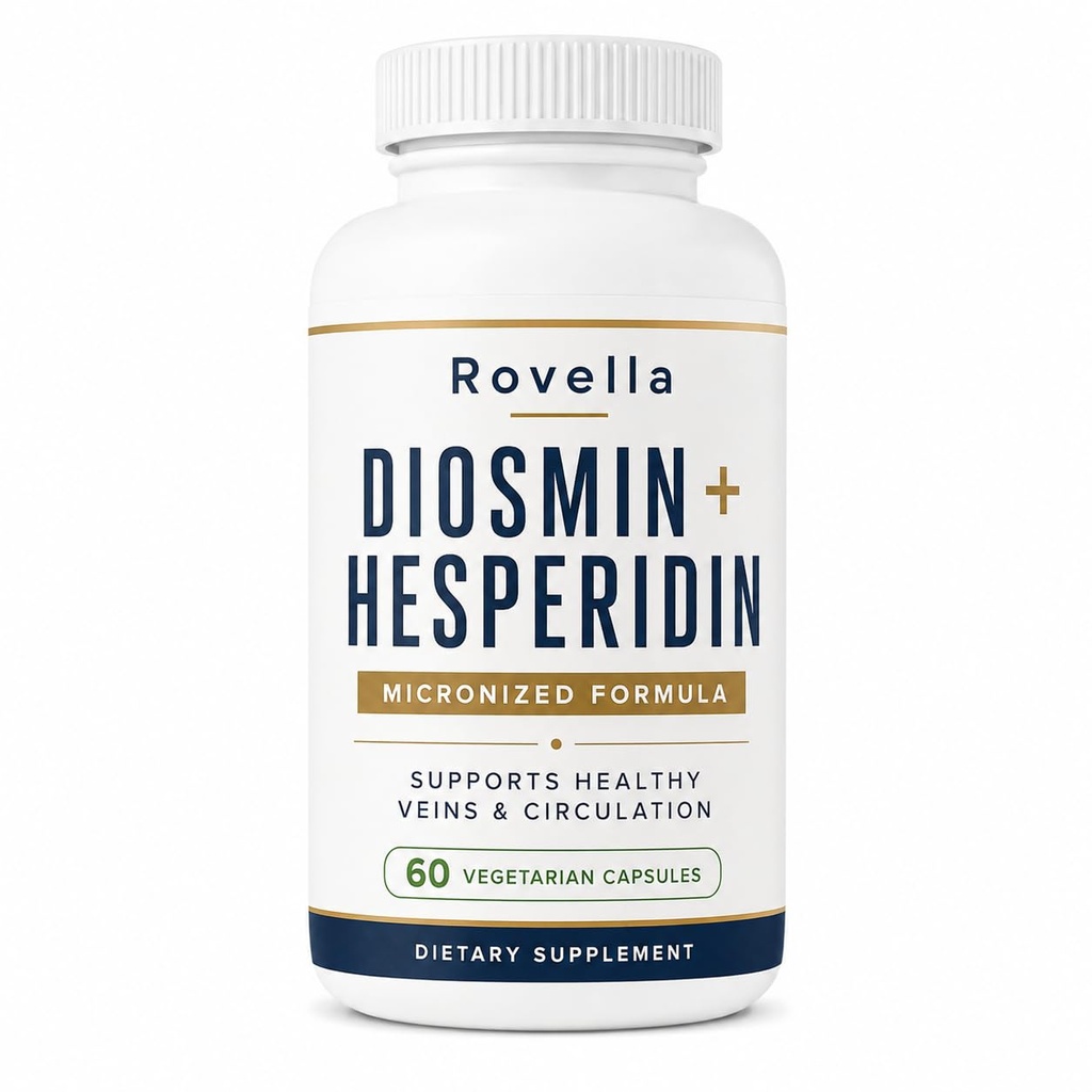 Rovella Diosmin Hesperidin, Diosmin & Hesperidin Capsules, Blood Circulation Supplements for Hemorrhoid Relief & Circulation and Vein Support, Natural Formula, Zero Fillers, Daily Support, 60 Capsules