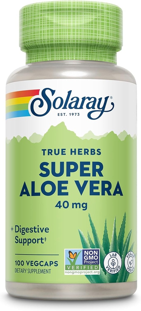 SOLARAY Super Aloe Vera Gel 8000mg | Natürlich härtende Aminosäuren, Vitamine, Mineralien, Enzyme und Antioxidantien für gesunde Verdauungsunterstützung | 100 CT