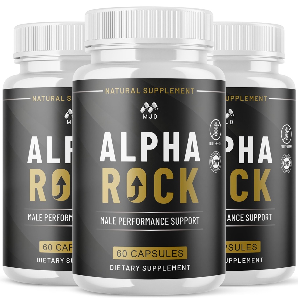 (3 Pack) Alpha Rock Pills for Men, Official Alpha Rock Male Performance Capsules with Natural Ingredients Max Strength Supplement with Premium Vitamins Support Optimal Wellness & Health (180 Capsules)