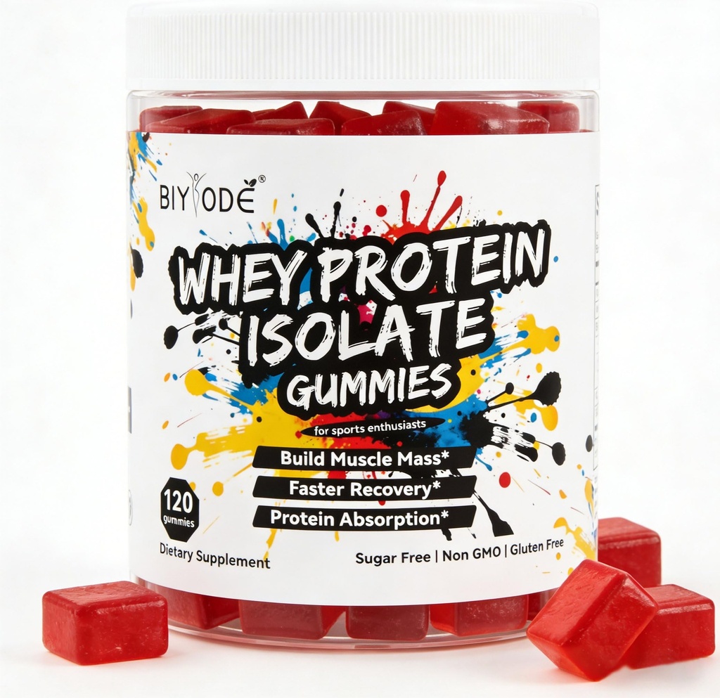 Whey Protein Isolate Gummies for Muscle Support Recovery and Daily Protein Supplement with BCAA and Digestive Enzymes– 120 Sugar-Free Gummies