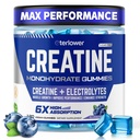 Creatine Monohydrate Gummies 5g – Pre-Workout Energy & Muscle Growth Support for Men & Women | Blueberry Electrolyte Gummies, 120 Count