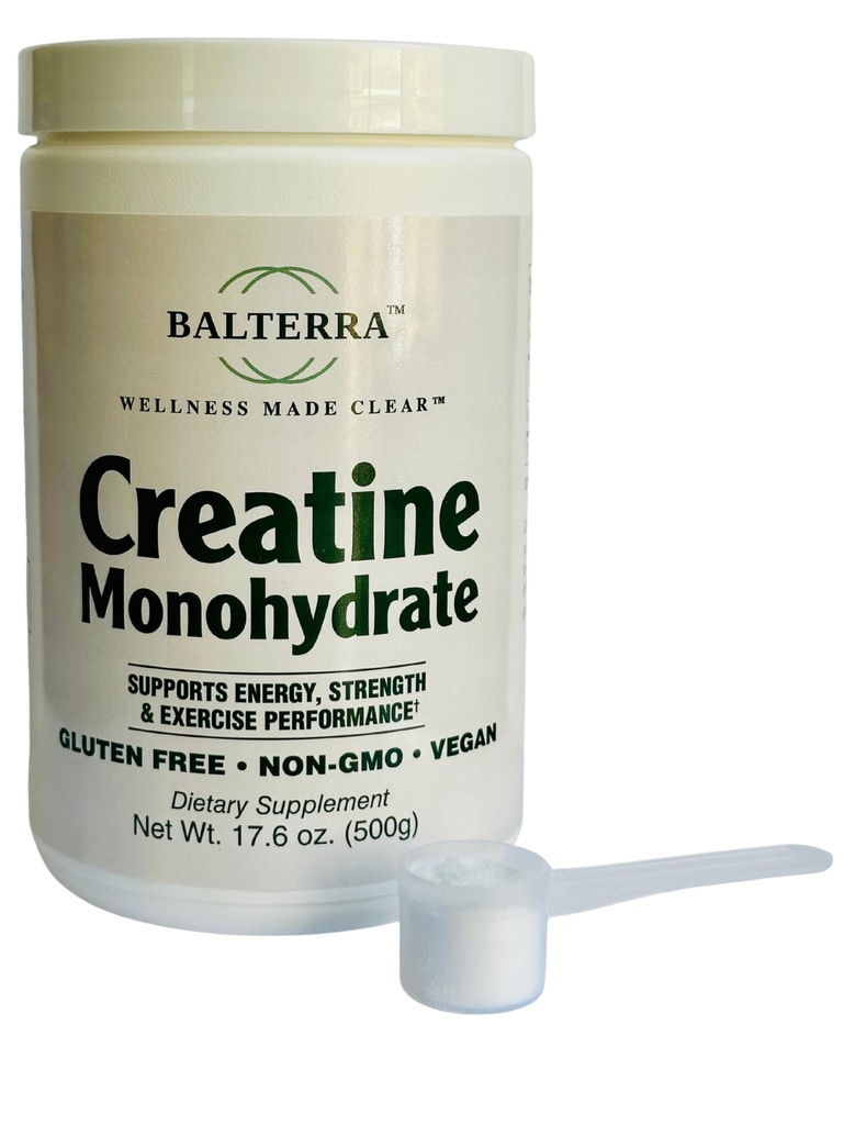 Creatine Monohydrate by Balterra – Muscle Strength & Recovery Supplement – Unflavored Powder, 5 g per Serving, 100 Servings (500 g)