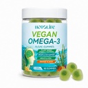 Omega 3 Gummies for Women Men Kids, 600mg Brain & Eye Support, Algae, 90Ct | Plant-Based Algae DHA EPA with Orange Flavor, Lutein, Zeaxanthin, Vitamins A C E, PS and Bacopa for 2-Gummy Daily Routine