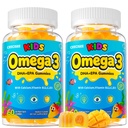 Organic Kid’s Omega-3 Gummies: Chewable Fish Oil Alternative Vegan Omega 3 Fatty Acid Supplement with DHA EPA Vitamin D3 B12 Calcium Magnesium - Focus Immune Health Support for Kids(120Count)