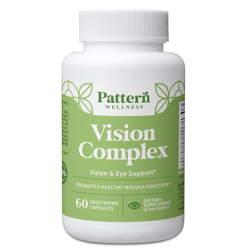 Pattern Wellness Vision Complex Supplement – Daily Eye & Visual Function Support – Herbal Extract & Vitamin Blend – 60 Vegan Capsules