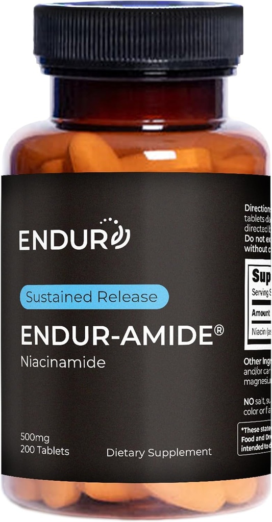 Endur ENDUR-Amide, Healthy Aging Supplement, hilft Pflege der Haut Gesundheit & Support Gesamte Körpergesundheit, Glutenfrei, 500mg (200 Tabletten)