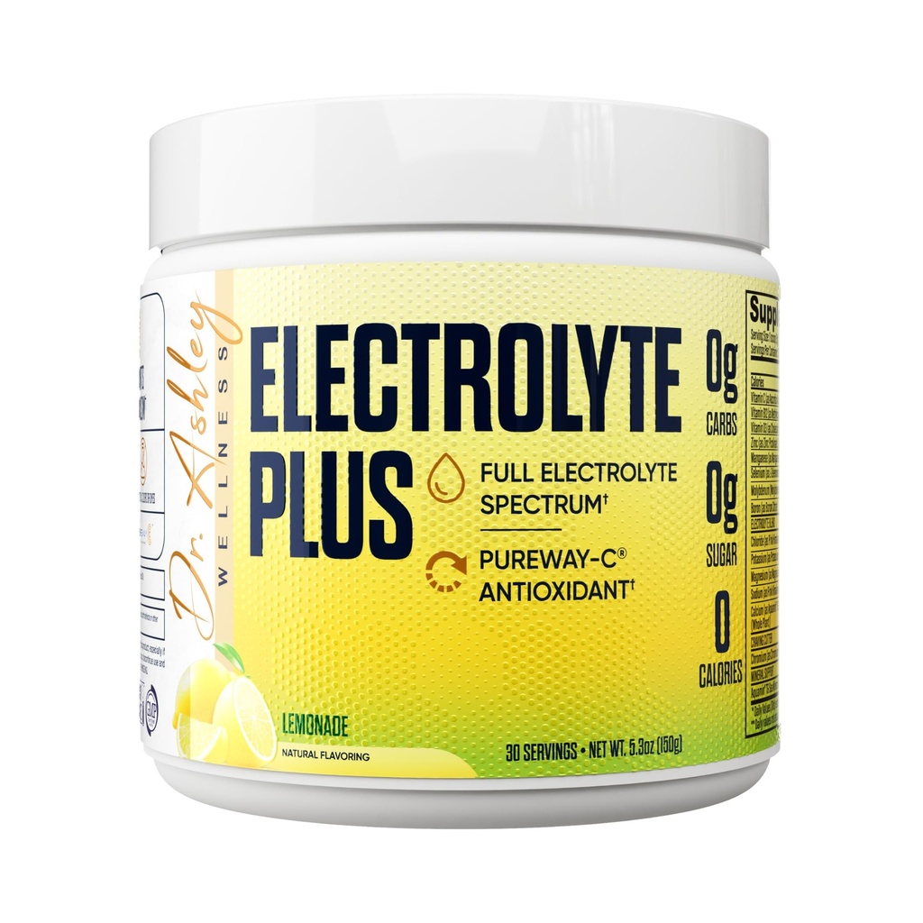 Electrolyte Plus Powder Drink Mix | Full Spectrum Electrolytes with Trace Minerals for Max Hydration | Zero Sugar | 30 Servings (30 Serving, Lemonade)
