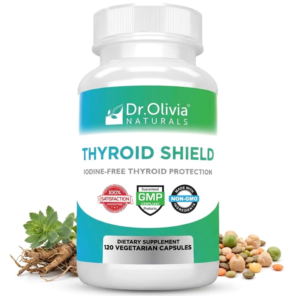 Thyroid Shield – Iodine-Free Hormone & Immune Support Supplement with Selenium, Zinc, Inositol & Rhodiola – 120 Vegetarian Capsules