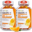 Calcium Magnesium Zink-Gummi für Erwachsene: 1200mg Calcium-Zitrat mit Vitamin D3 K3 - Natural Organic Sugar Free High Absorption Supplement für Damen Kinder (120Count)