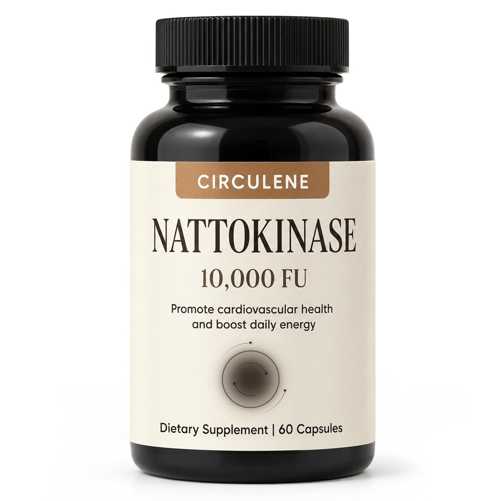 Circulene Nattokinase 10000 fu, Nattokinase Supplement Organic 10,000FU Per Serving, Promotes Blood Circulation, Cardiovascular Health and Boost Daily Energy, Esay to Use, Non-GMO, 60 Capsules