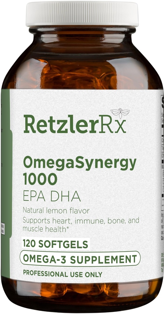 HormoneSynergy OmegaSynergy EPA-DHA 1000 mg. by Dr. RetzlerRx™ - Natural Lemon Flavor Triglyceride Form Helps Support Cardiovascular, Musculoskeletal, & Immune System Health* - 120 Softgels