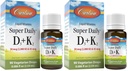 Carlson - Super Daily D3 + K2, 50 mcg D3 + 45 mcg MK-7, Heart & Bone Health, 90 Liquid Drops, 2.54 ml (Pack of 2)