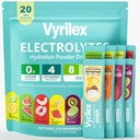 20Sticks High Sodium Electrolyte Powder Packets Sugar Free 8 Flavors Liquid Daily IV Hydration Drink Mix with Minerals & Vitamins, Zero Sugar Electrolytes Formula for Fast Rehydration