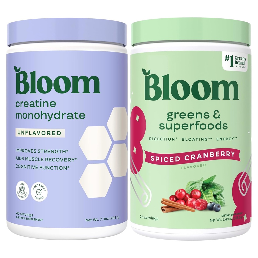 Bloom Unflavored Creatine and Spiced Cranberry Greens Bundle