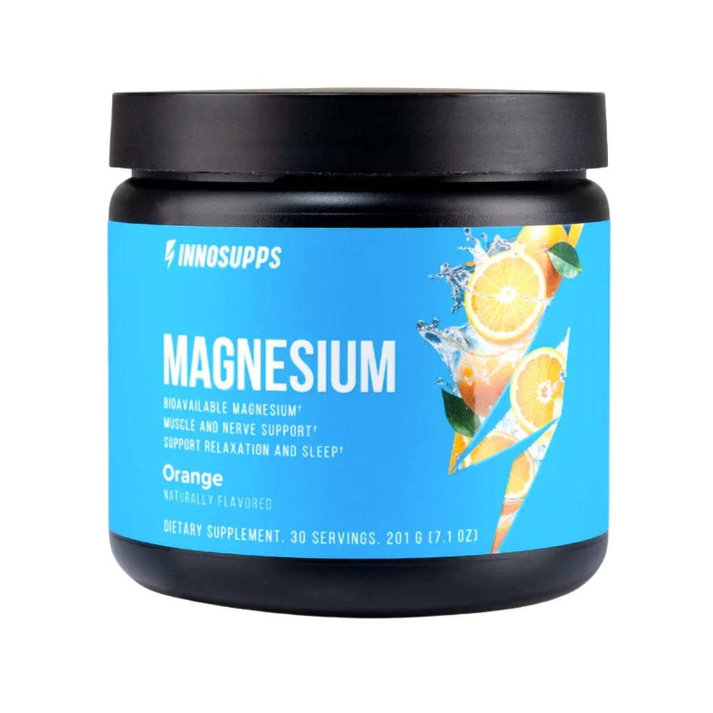 InnoSupps Magnesium Powder - Dual-Action Mineral Mix with Magnesium Bisglycinate & Carbonate - Promotes Stress Relief, Hydration, and Recovery (Orange, 30 Servings)