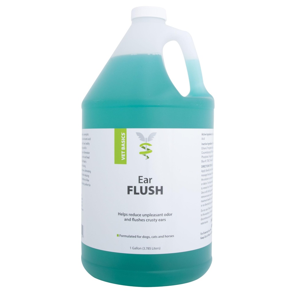 Revival Animal Health Vet Basics Ear Flush for Dogs, Cats and Horses, Acetic Acid and Boric Acid Formula with Aloe Vera, Helps Maintain Clean Ear Environment, Deodorizing Pet Ear Wash, 1 Gallon