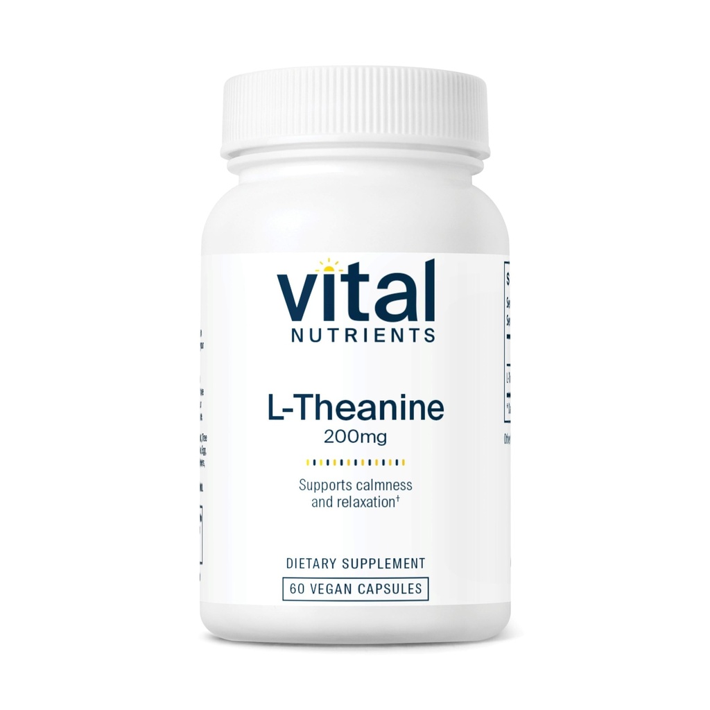 Vital Nährstoffe L-Theanine 200mg | Vegan-Ergänzung | L Theanine-Ergänzung unterstützt normale Niveaus und kognitive Funktion* | Gluten, Dairy und Soy Free | 60 Kapseln