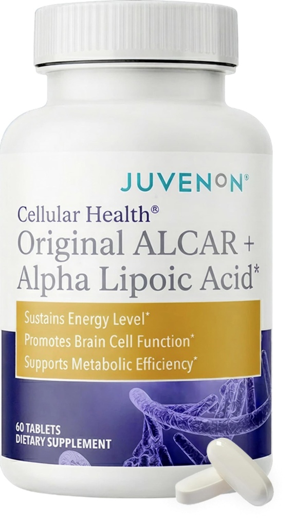 Juvenon Cellular Health | Herz, Gehirnergänzung mit Acetyl L-Carnitin und Biotin - Unterstützt NAD + -Funktion, Energieproduktion, Stimmung, revitalisierter Metabolismus, mentaler Fokus und Klarheit (60 Tabletten)
