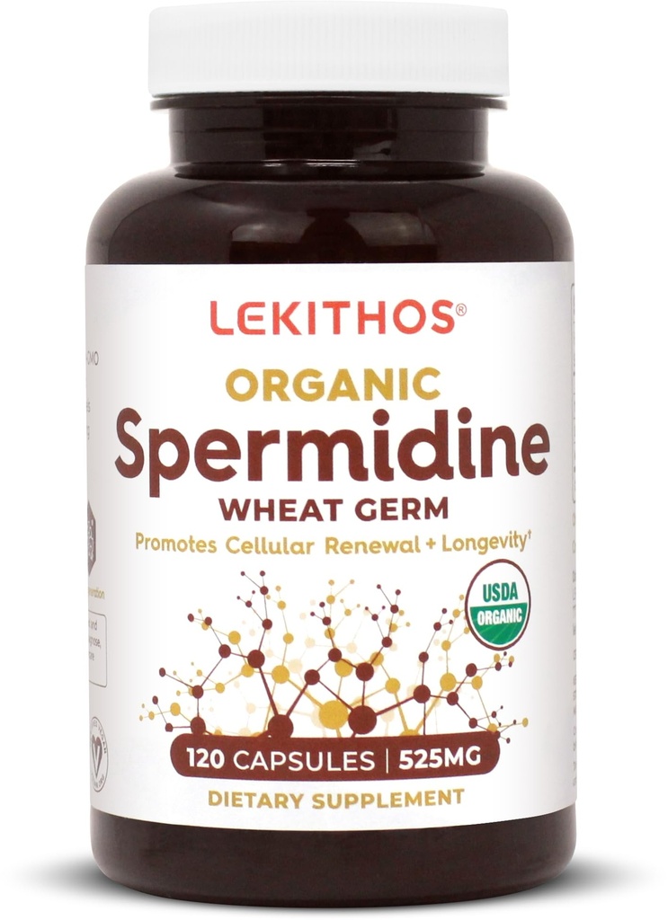 Organic Spermidine Capsules | Organic Wheat Germ Extract | Promotes Cell Renewal, Better Aging | Thiamine, Zinc, Manganese | 1050mg Per Serving | USDA Organic, Vegan, Non-GMO | 120 Capsules