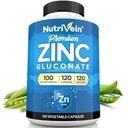 Nutrivein Premium Zink Gluconate 100mg - 120 Kapseln: Hoch-Absorption Zink Gluconate Ergänzungen für Ganzkörper Well-Being - Essential Elements for Wellness
