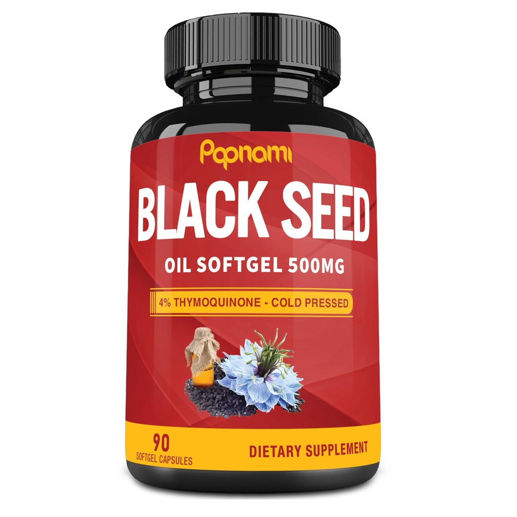 Premium Black Seed Oil Softgel - Supports Immune System, Heart, Digestive, Skin, Hair & Body Balance - Herbal Supplement for Wellness - 90 Counts - 3 Month Supply