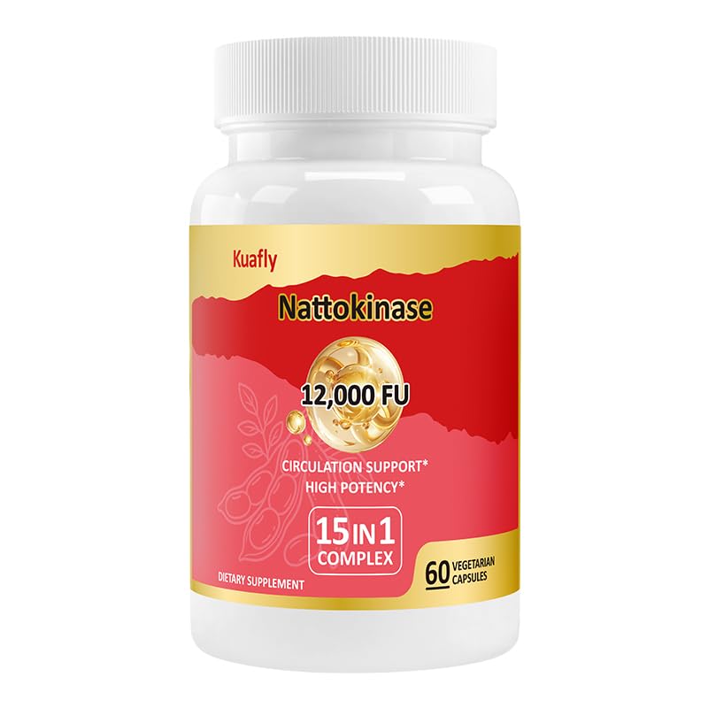 Nattokinase 12000 FU 15 in 1 for Heart Health & Circulation, 60 Capsules