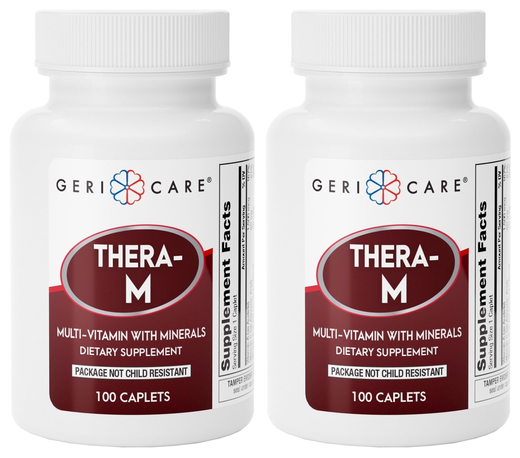 GeriCare Thera M Multivitamin Caplets, Blend of Vitamins and Minerals to Ensure Maximum Nutritional Support Antioxidant Protection Supplement, 100 Count (Pack of 2)