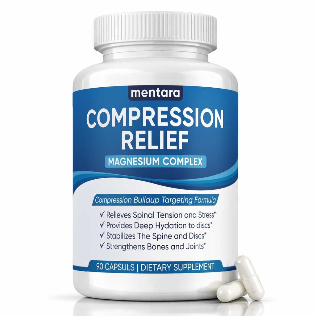Mentara Compression Relief Magnesium Complex – 500 mg Per Serving (2 Capsules), Glycinate Malate Taurate Blend for Daily Mobility & Muscle Support, Non-GMO Supplement, 90 Capsules (1)