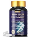 12 in 1 Magnesium Complex Supplement 700mg, Glycinate, Citrate, Malate, Taurate, Supports Sleep, Muscle, Energy and Heart Health, 60 Capsules