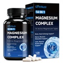 14-in-1 Magnesium Complex Supplement, 1200mg Elemental Magnesium Glycinate, Citrate, Malate, Taurate - Magnesium Complex for Women Nerves, Bone & Heart Health | Non-GMO