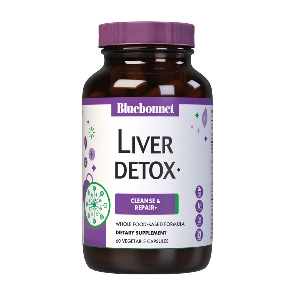 Bluebonnet Nutrition Liver Detox, Liver Health*, Antioxidantienschutz*, Sojafrei, Glutenfrei, Kosher Certified, Non-GMO, Dairy-Free, 60 Gemüsekapseln, 60 Portionen