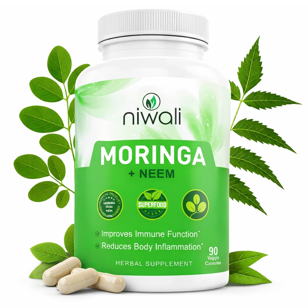 Moringa Oleifera + Leaf Nutritional Supplement | Immune System Support and Energy Boost | 30 Day Supply | 90 Capsules