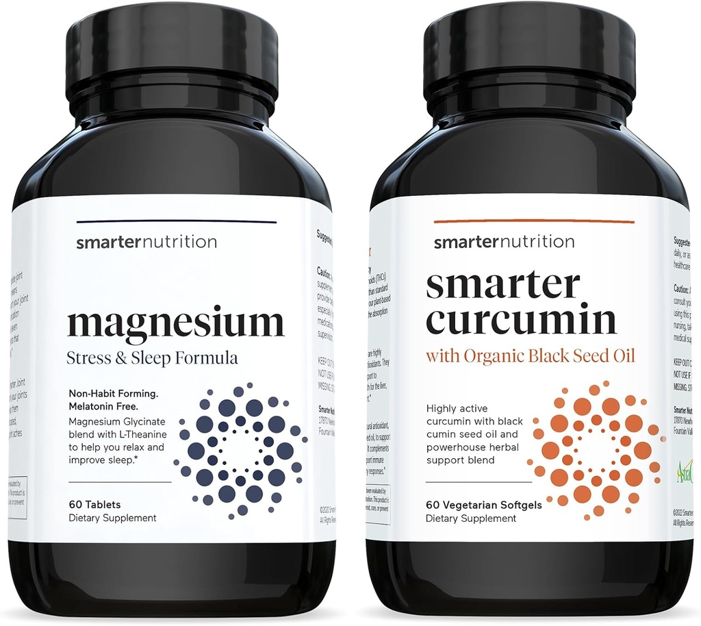 Multi-Active Magnesium Tabletten & Curcumin Softgels - Potent & Bioverfügbar, aktive Curcumin Softgels Standardisiert auf 95% Tetrahydrocurcuminoide [1-Monat-Versorgung]