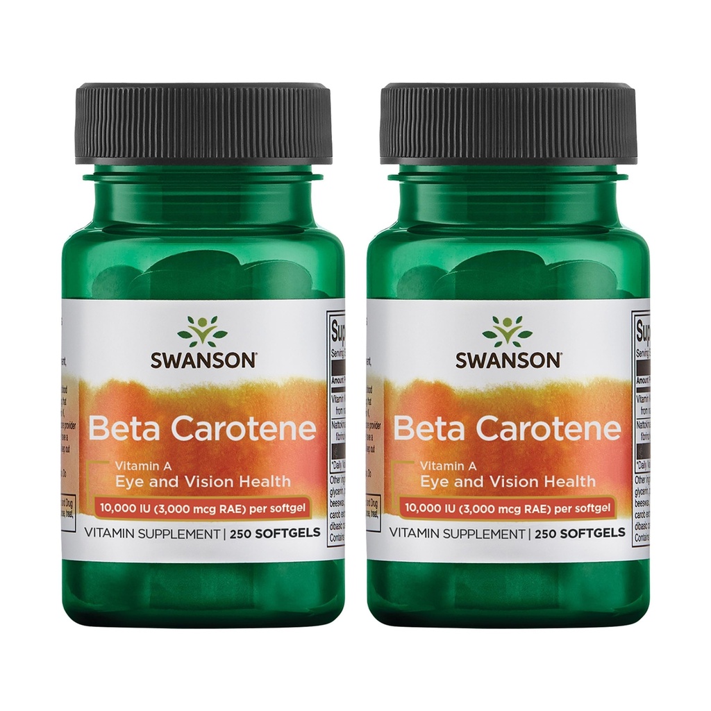 Swanson Beta-Carotene - Vitamin A Supplement Förderung Immune Gesundheit, Augen & Haut Gesundheit - Natürliche Wellness Formel - (250 Softgels, 3000mcg Jeder) (2 Pack)