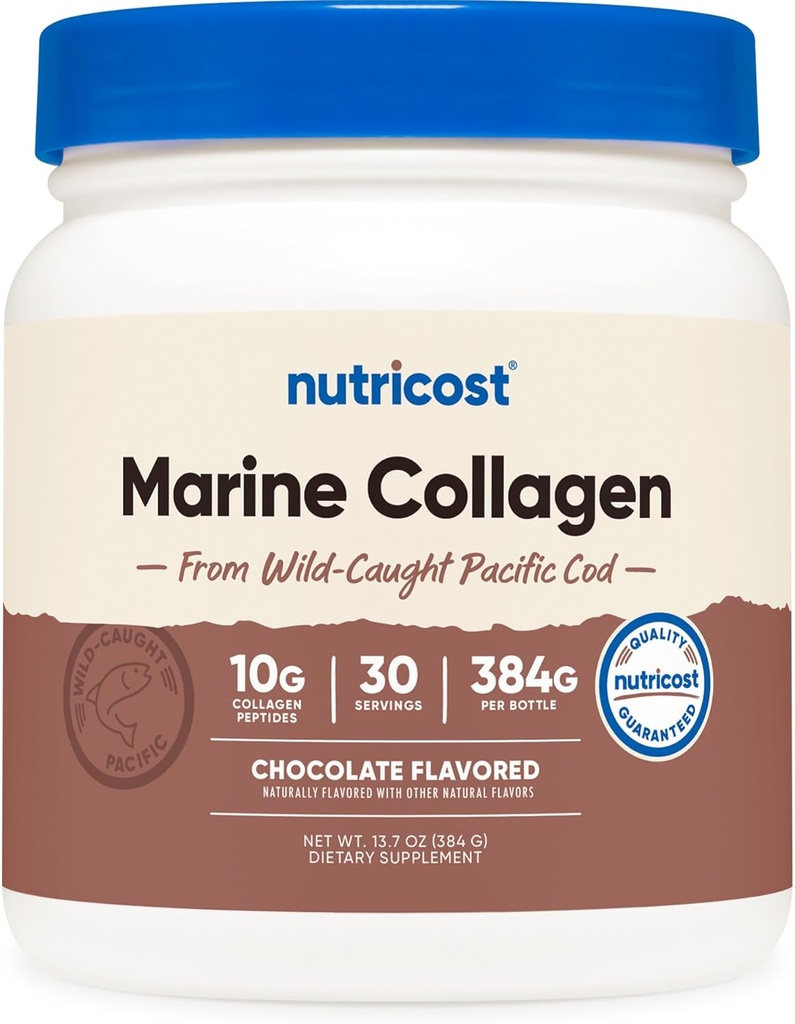 Nutricost Marine Collagen (Chocolate Flavor) 30 Servierungen - Collagen Supplement von Wild Caught Pacific Cod Fish