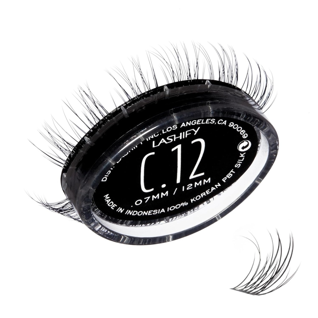 Lashify Curl 12mm Gossamer DIY Wimpern Extensions Refill, Schwarz, Einfache Falsche Wimpern für einen natürlichen Look