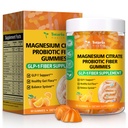 Orange Probiotic Fiber Gummies for Adults Teens, 60 Soluble Fiber Gummies | Fiber Supplement w/ Apple Cider Vinegar, Magnesium Citrate, FOS, Bacillus Coagulans, Inulin, Acacia for Digestion & Gut