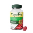 MegaFood Probiotic, Prebiotic & Postbiotic Gummies; 3-in-1 Digestion Support & Gut Health Probiotics for Women & Men; Prebiotic Fiber Gummies for Adults; Vegan; Raspberry Flavor; 60ct, 30 Servings