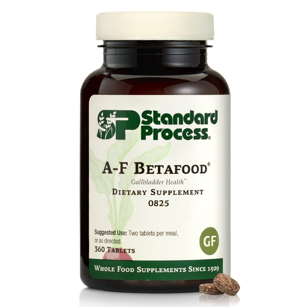 Standard Prozess A-F Betafood - Glutenfreie Leberunterstützung, Cholesterol Stoffwechsel und Gallenblase Unterstützung Ergänzung mit Vitamin A, Iodin, Vitamin B6-360 Tabletten