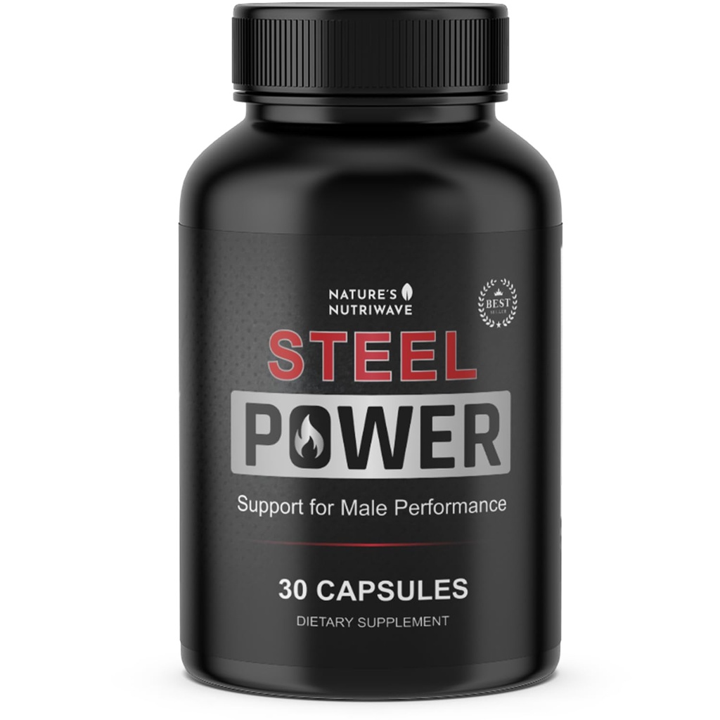 Steel Power – Daily Amino & Botanical Supplement with L-Citrulline, L-Carnitine, Maca Root & Pine Bark Extract – Non-GMO Formula – Made in USA – 30 Capsules, 1 Month Supply