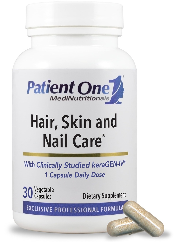 Patient One Haar, Haut und Nagelpflege | Ergänzung zu unterstützen starke Nägel, und gesundes Haar und Haut* | mit Keratin, Collagen und mehr | 30 Kapseln