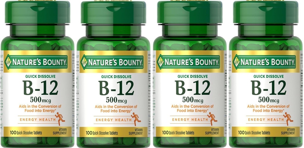 Nature's Bounty Vitamin B-12 500 mcg, 100 ea (Pack von 4)