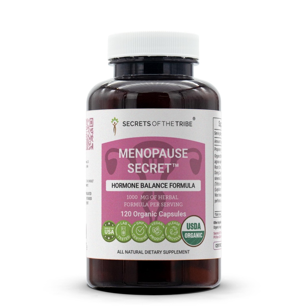 Menopause Secret USDA Organic Capsules | Certified Organic Vegetarian Capsules, Herbal Dietary Supplement | Vitex, Black Cohosh, Dong Quai, Red Clover Herb, Maca, St. John’s Wort (120 Capsules)