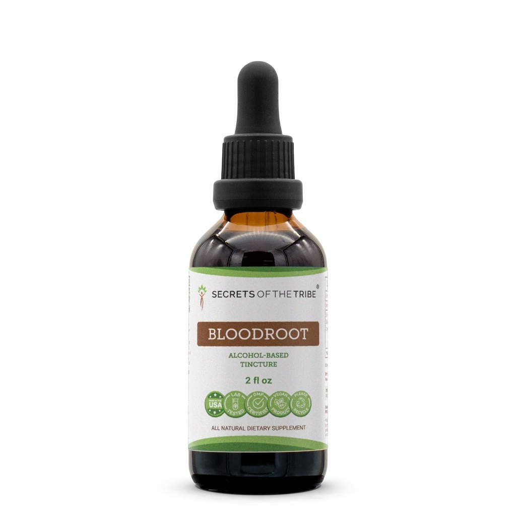 Secrets of the Tribe Bloodroot Tincture Alcohol Extract, High-Potency Herbal Drops, Tincture Made from Responsibly farmed Sanguinaria Canadensis Immune System Health 2 oz