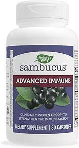 Nature's Way Sambucus Advanced Immune Capsules mit schwarzem Elderberry, Vitamin C, Vitamin D, Echinacea und Zink, Immunsystem Unterstützung mit EpiCor*, 80 Kapseln