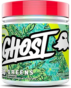 GHOST Greens Powder, Original - 30 Portionen - 19 Superfood Greens & Reds Powder, Fruits, Gemüse, Spirulina, & Chlorella, Prebiotics, 10 Billion CFU Probiotic & Digestive Enzyme - Glutenfrei