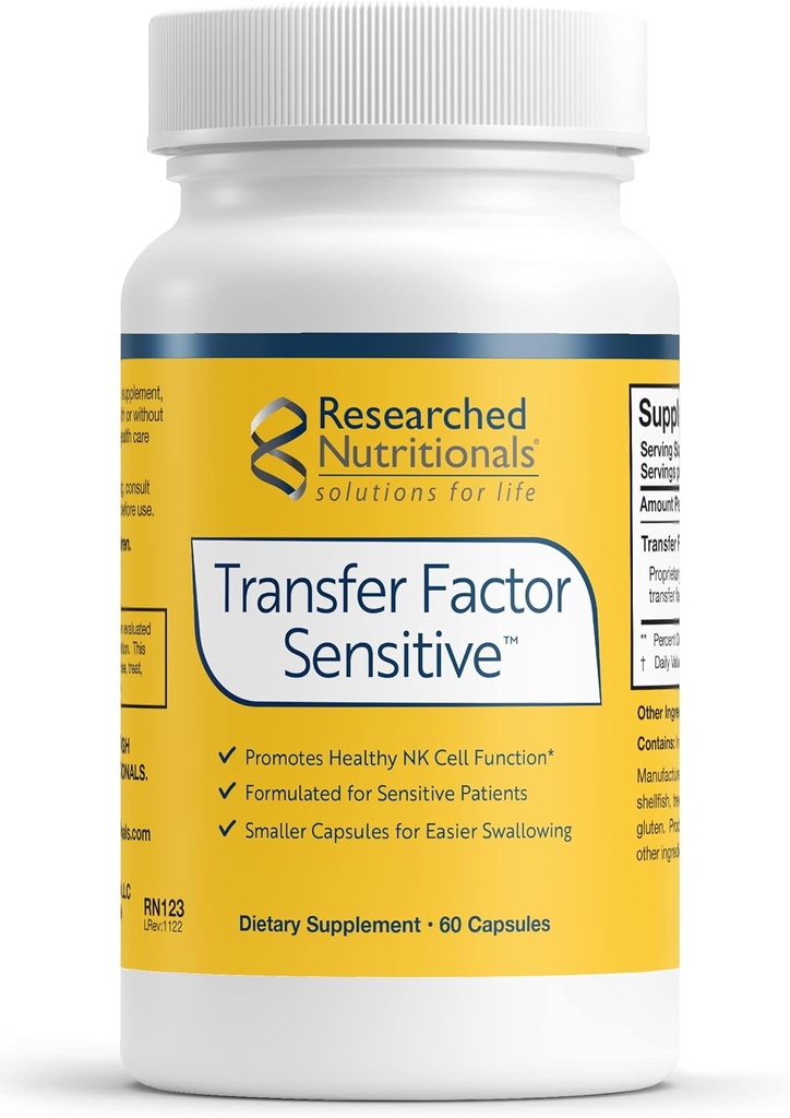 Geforschte Ernährung Transfer Faktor Sensitive - Immununterstützung Bovine Abgeleitete Transferfaktoren & Colostrum Kapseln (60 Kapseln)